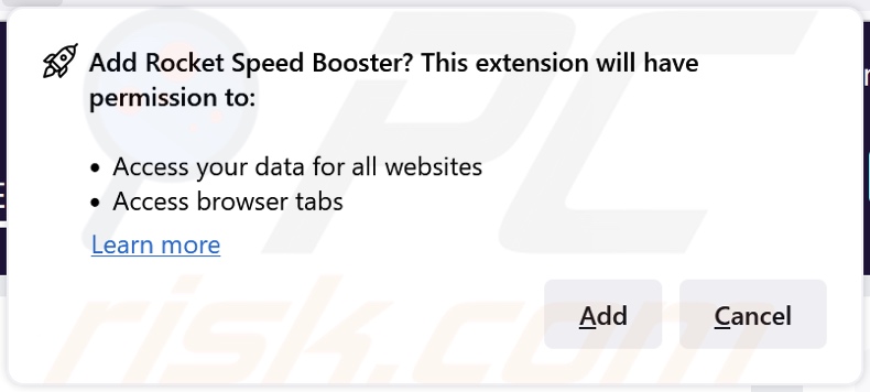 Rocket Speed Booster adware asking for permissions