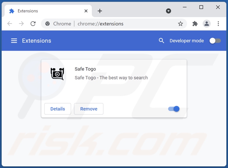 Removing togosearching.com related Google Chrome extensions