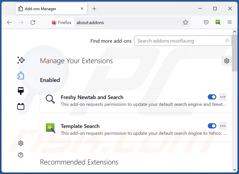 Removing togosearching.com related Mozilla Firefox extensions