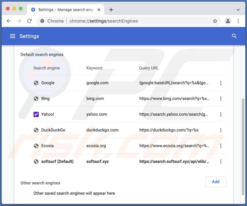 search.softsurf.xyz fake search engine made as the default search engine