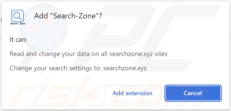Search-Zone (searchzone.xyz promoting) browser hijacker asking for permissions