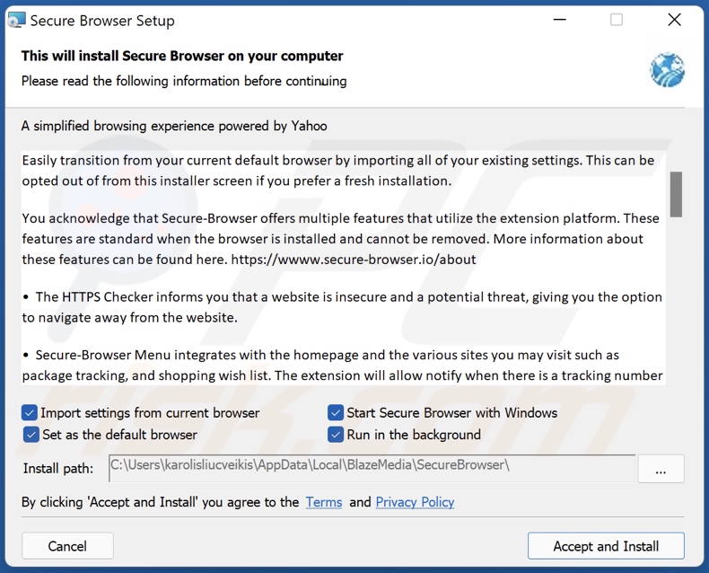 Secure Browser installer