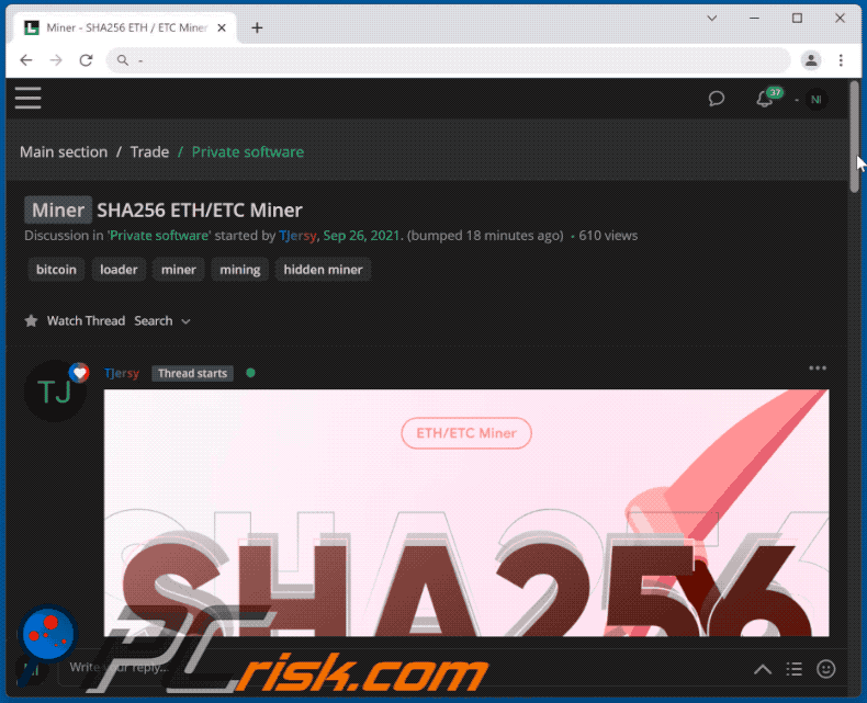 SHA256 malware promoted online (GIF)