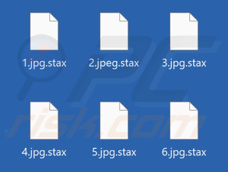 Files encrypted by Stax ransomware (.stax extension)