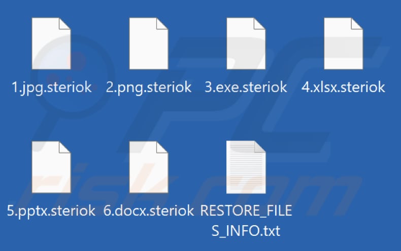 Files encrypted by Steriok ransomware (.steriok extension)