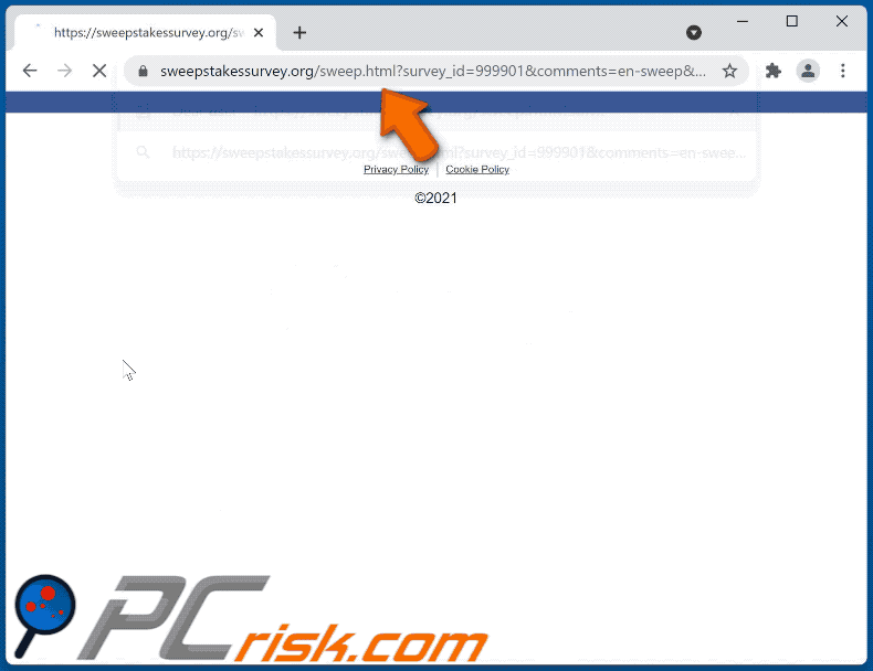 sweepstakessurvey[.]org website appearance (GIF)