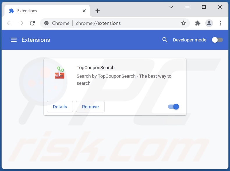 Removing topcouponsearch.com related Google Chrome extensions
