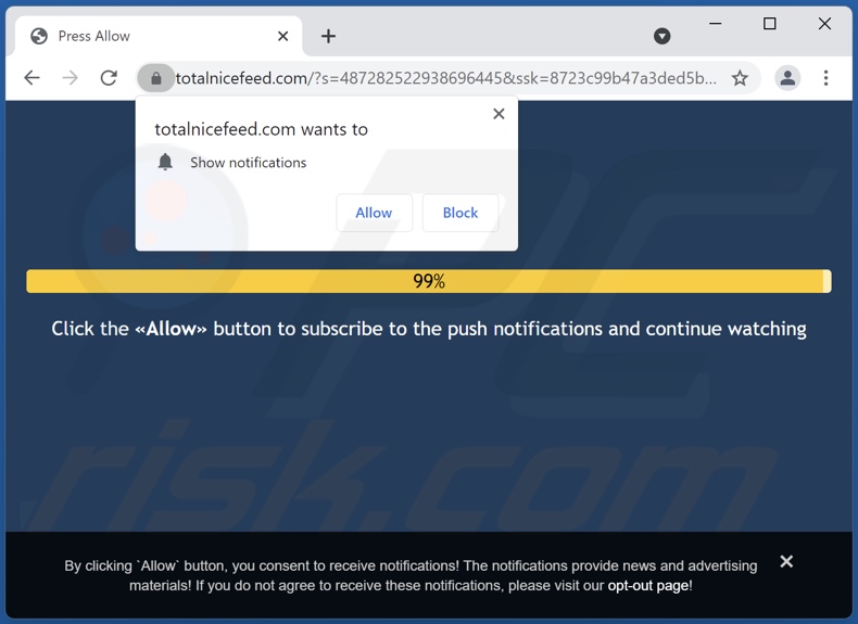totalnicefeed[.]com pop-up redirects