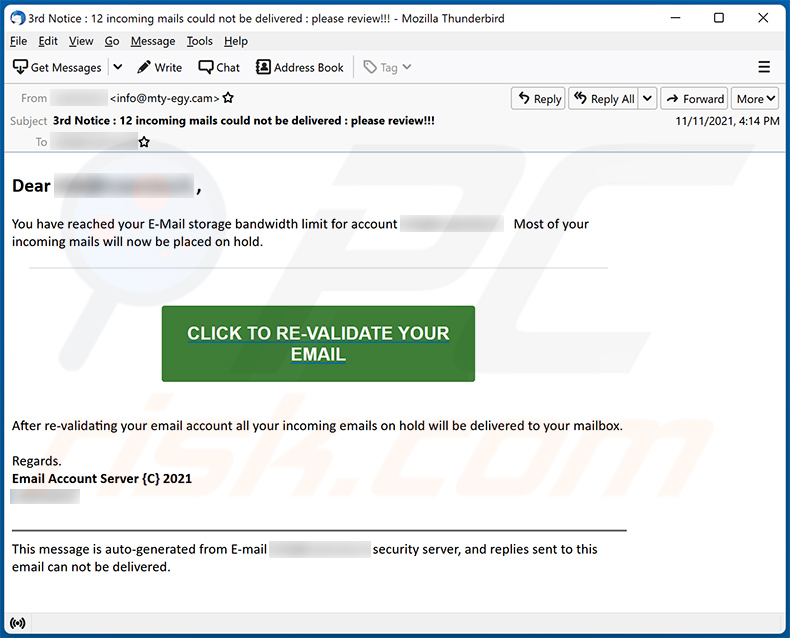 Mail delivery failure-themed spam (2021-11-12)