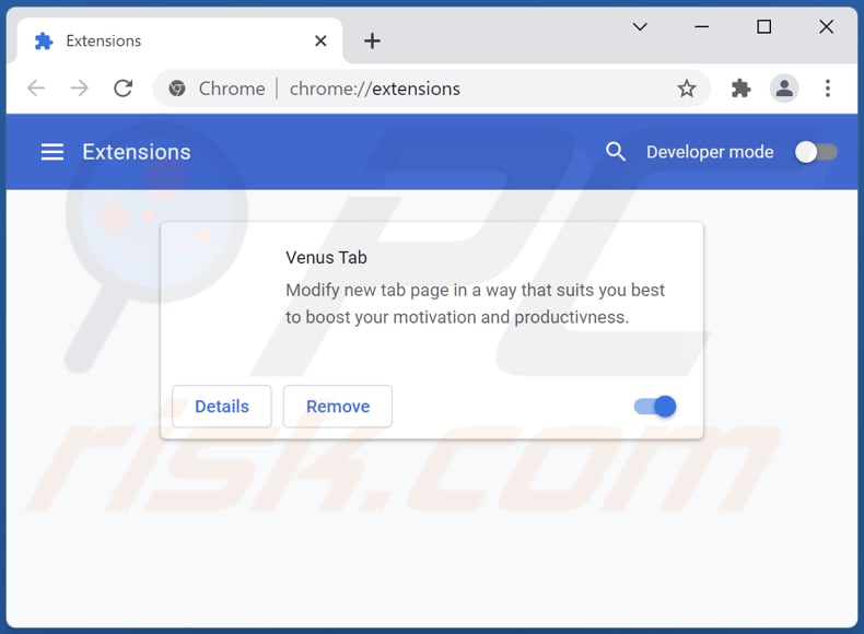 Removing venustab.com related Google Chrome extensions