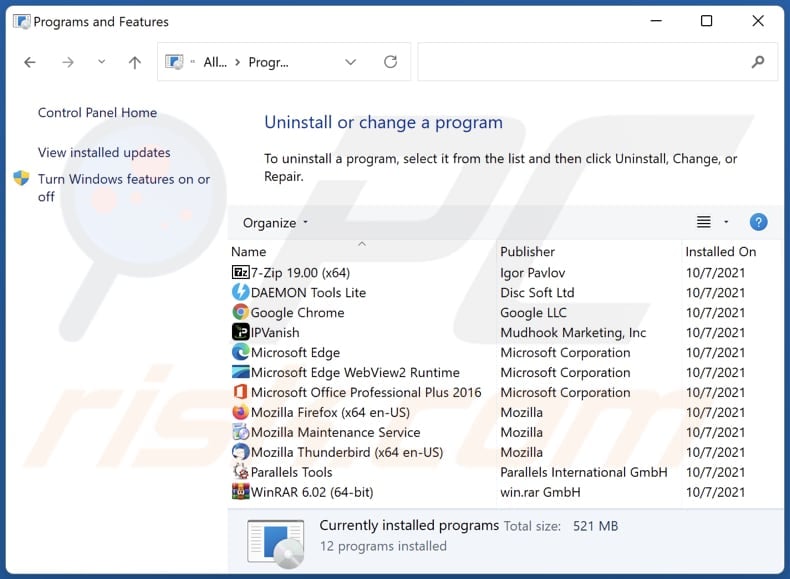 venustab.com browser hijacker uninstall via Control Panel