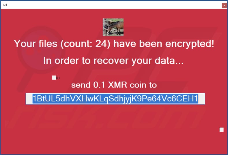 ZAHACKED ransomware ransom note (pop-up) window