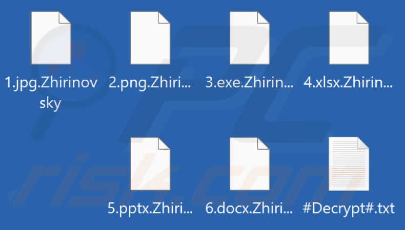 Files encrypted by Zhirinovsky ransomware (.Zhirinovsky extension)