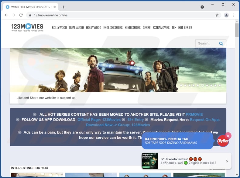 123moviesonline[.]online pop-up redirects