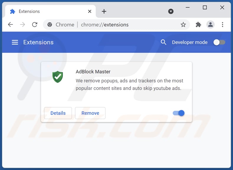 Removing AdBlock Master ads from Google Chrome step 2
