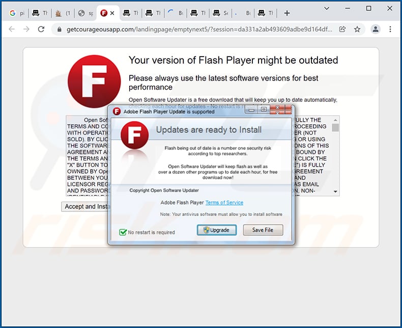Adobe Flash Player Update pop-up scam (2021-12-28)
