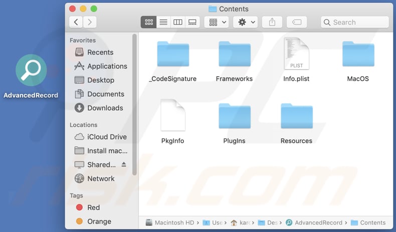 advancedrecord adware contents folder