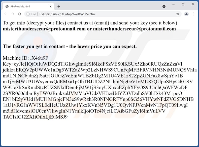 ako ransomware ransom note akoreadme html file