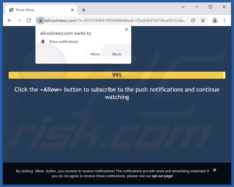 allcoolnewz[.]com pop-up redirects