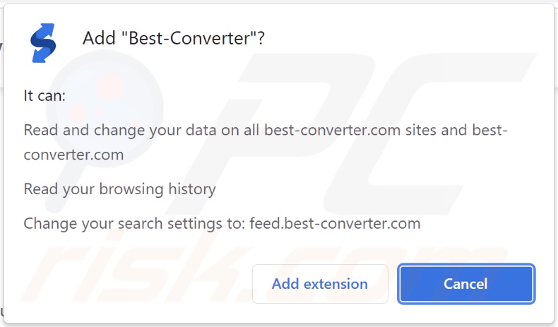 Best-Converter browser hijacker asking for permissions
