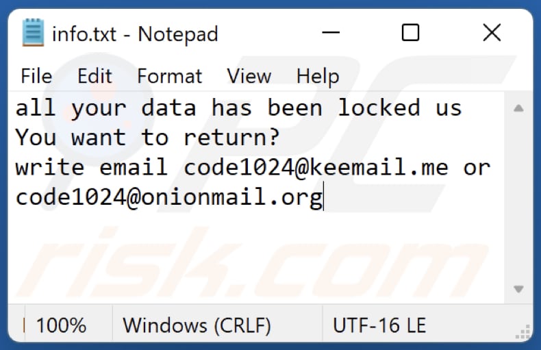 c1024 ransomware ransom note info.txt
