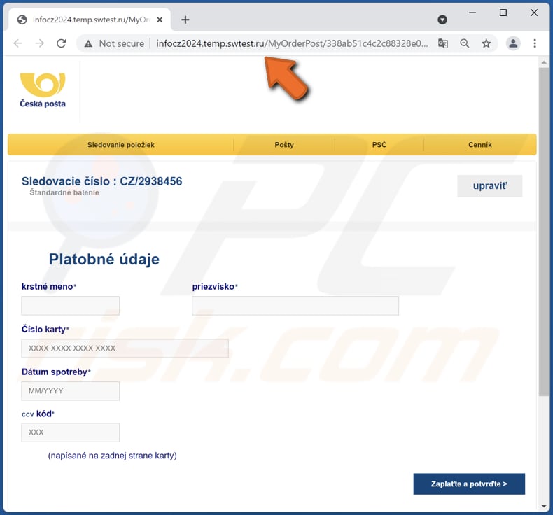 ceska posta email scam phishing website