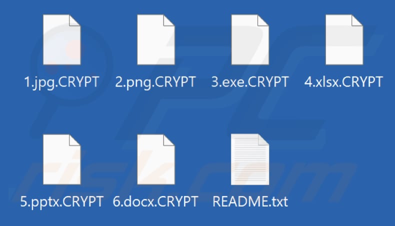 Files encrypted by Crypto_Support ransomware (.CRYPT extension)