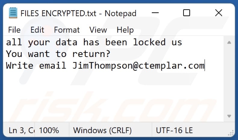 Deeep ransomware text file (FILES ENCRYPTED.txt)