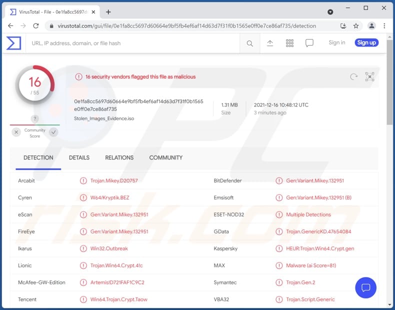 dmca copyright infringement notification email malicious iso file detections