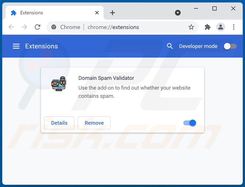 Removing Domain Spam Validator adware from Google Chrome step 2