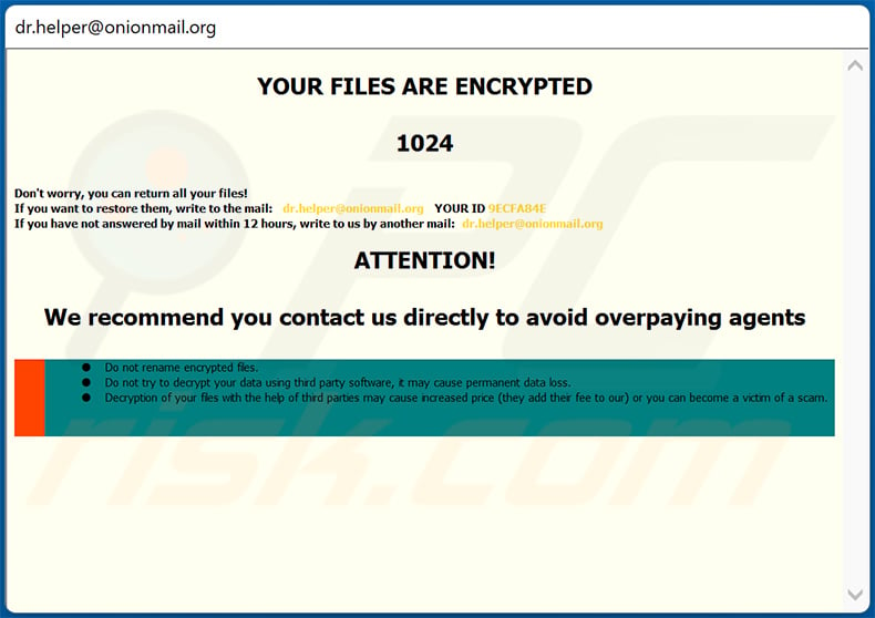 DR Ransomware pop-up window (2021-12-28)