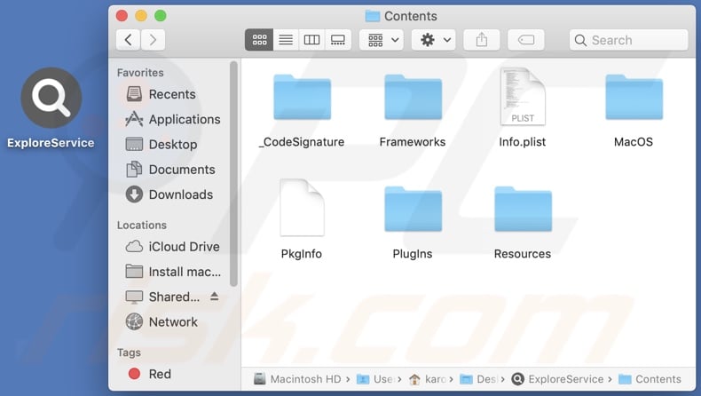 ExploreService adware install folder