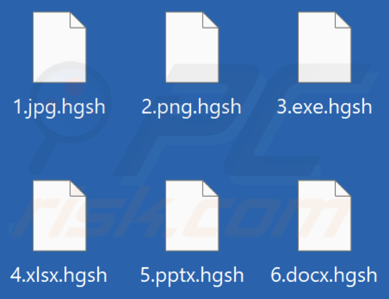 Files encrypted by Hgsh ransomware (.hgsh extension)