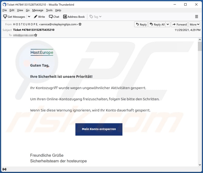 HostEurope email scam