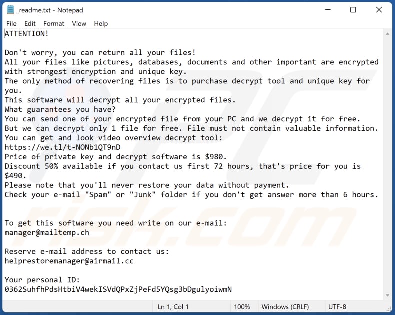 Hudf ransomware text file (_readme.txt)