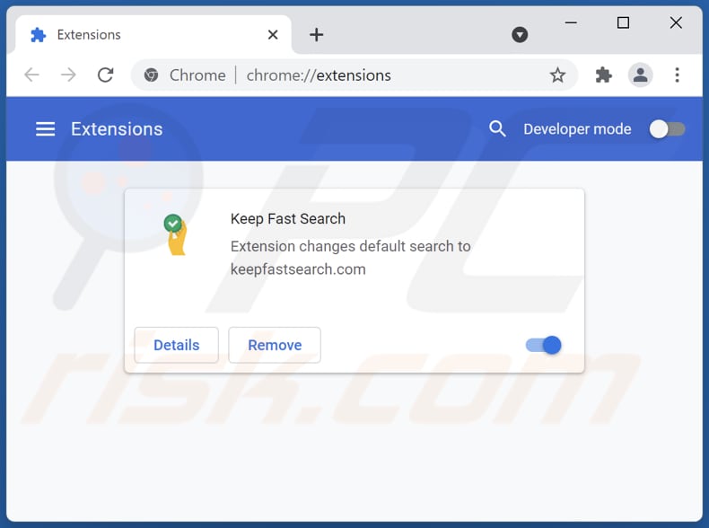 Removing keepfastsearch.com related Google Chrome extensions