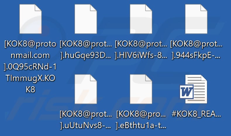 Files encrypted by KOK8 ransomware (.KOK8 extension)