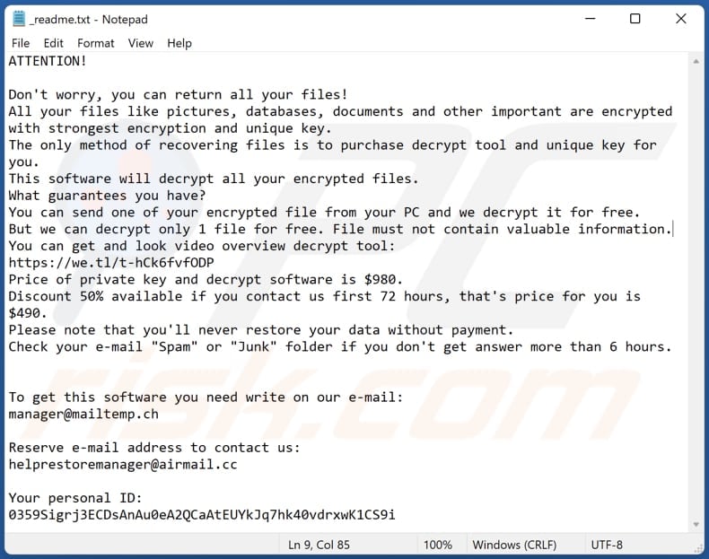 Mljx ransomware text file (_readme.txt)