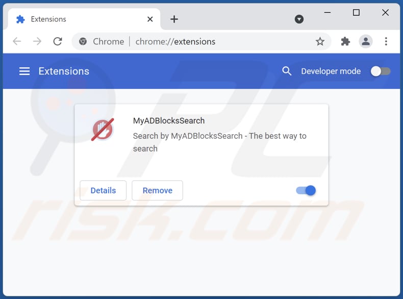 Removing myadblocks.com related Google Chrome extensions