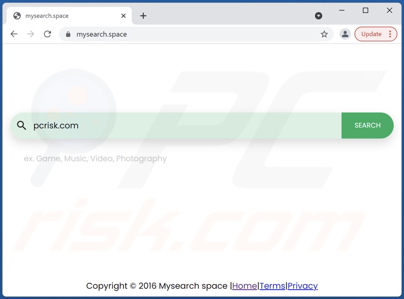 mysearch.space browser hijacker