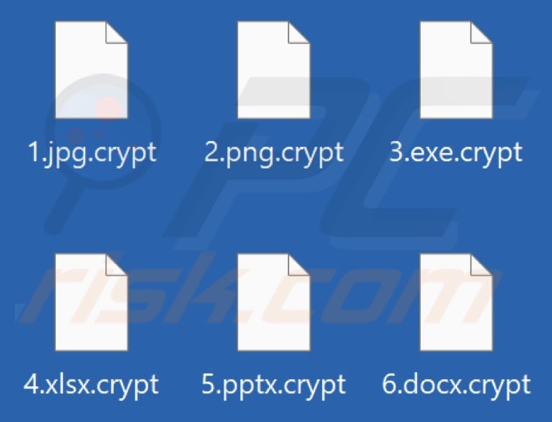 Files encrypted by NAME LOCKER ransomware (.crypt extension)