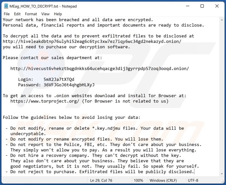 Ndjmu ransomware text file (MEag_HOW_TO_DECRYPT.txt)