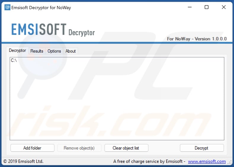 noway ransomware decryptor by emsisoft