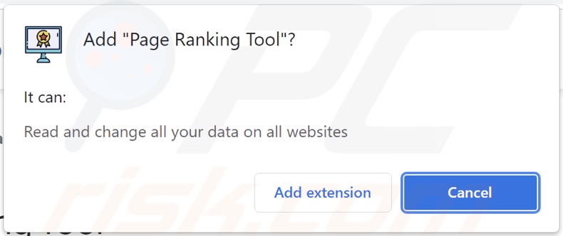 Page Ranking Tool adware asking data-related permissions