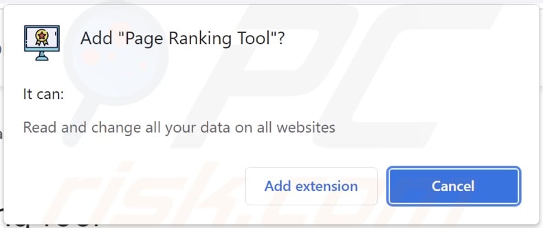 Page Ranking Tool adware asking data-related permissions