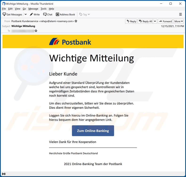 Postbank Email Scam Removal And Recovery Steps Updated Postbank Email Scam Removal And Recovery Steps Updated
