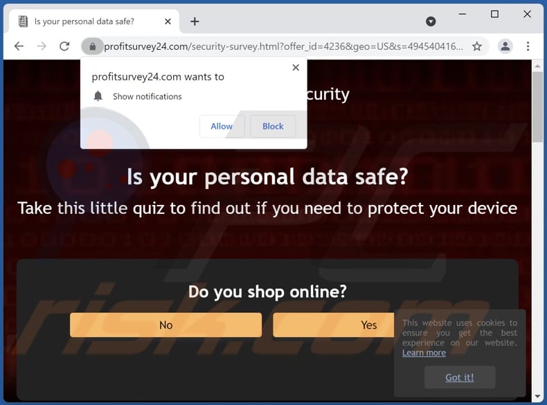 profitsurvey24[.]com pop-up redirects