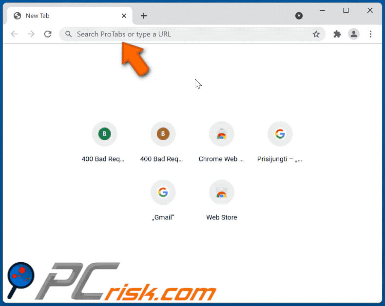 protabs default search browser hijacker protabs.xyz redirects to bing.com