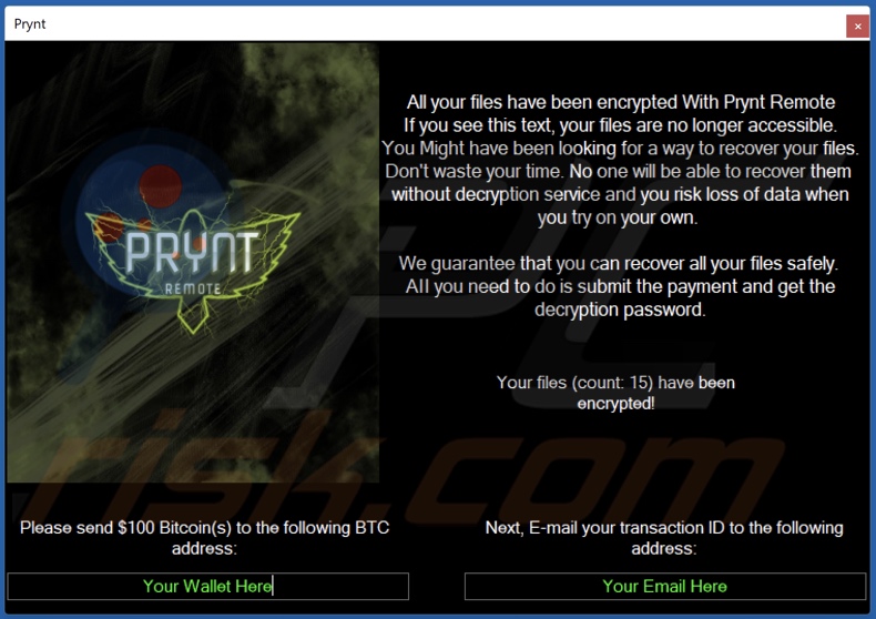 Prynt Remote decrypt instructions (pop-up)