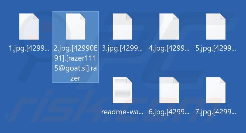 Files encrypted by Razer ransomware (.razer extension)